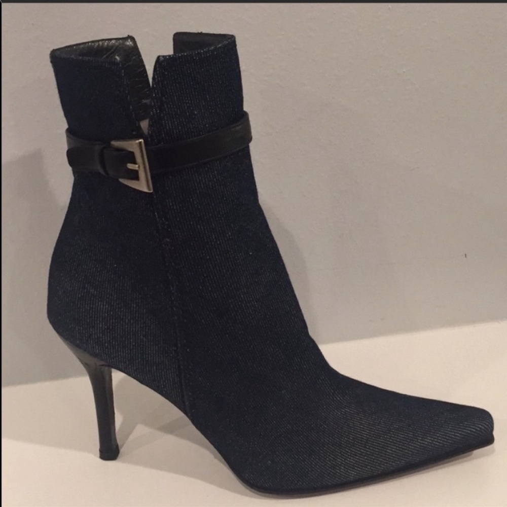 Stuart Weitzman Bottie Blue Demin Pointed Toe 8 - image 1